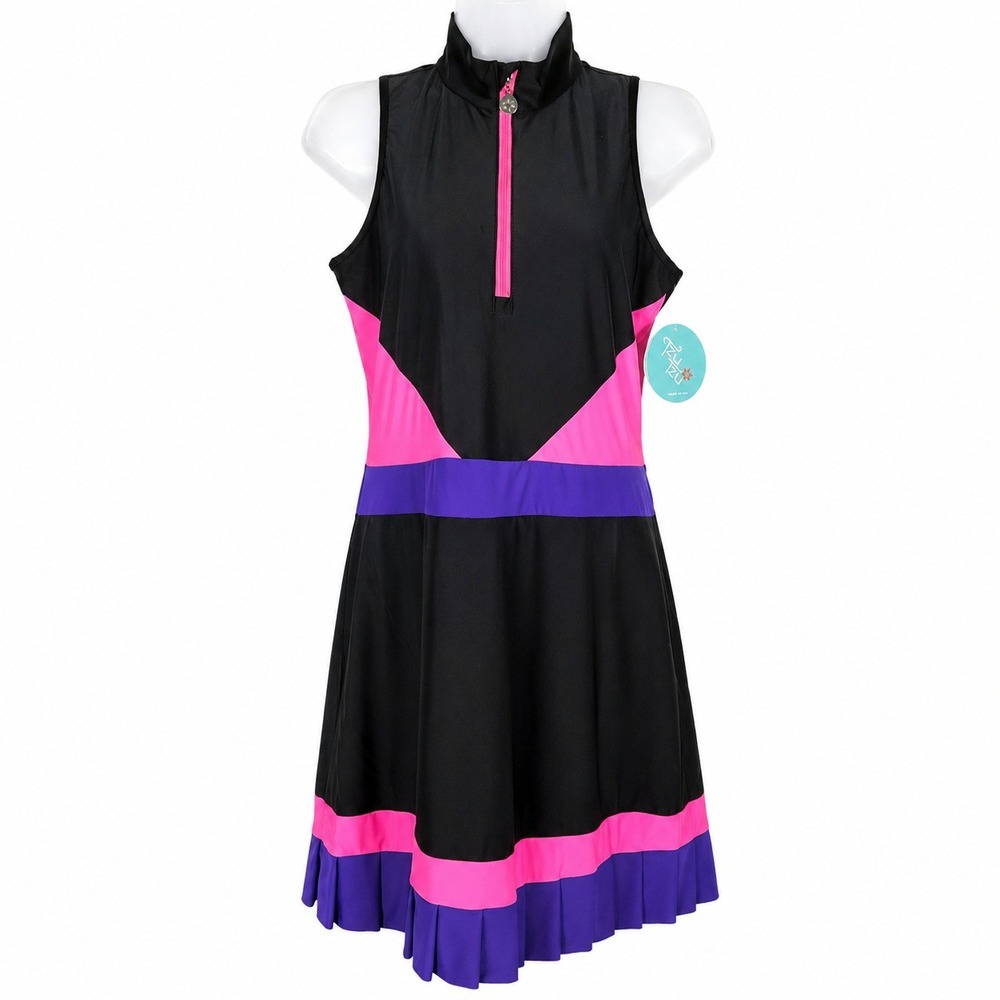 Tzu Tzu Dress NWT Womens M Colorblock Golf Tennis Pickleball UPF50 Pleated Hem